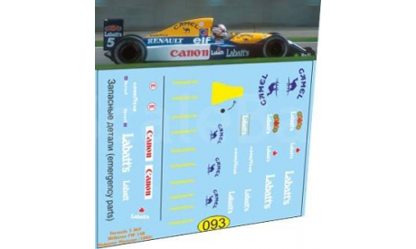 набор декалей Formula 1 выпуск №7 Williams FW 14B Манселл (1992), фототравление, декали, краски, материалы, Doctor Decal, scale43