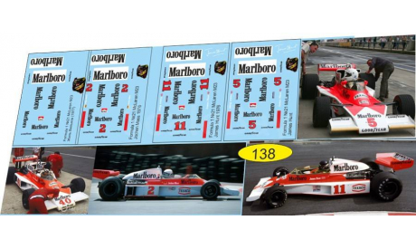 набор декалей Formula 1 №21 McLaren M23 расширенный на 4 авто, фототравление, декали, краски, материалы, Doctor Decal, scale43