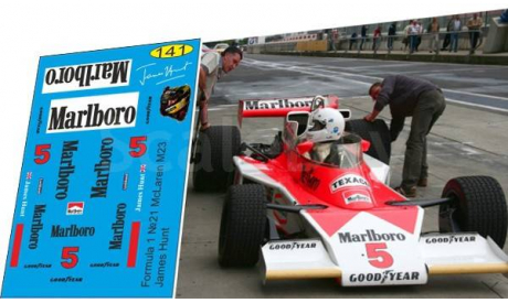 набор декалей Formula 1 №21 McLaren M23 №5 James Hunt, фототравление, декали, краски, материалы, Doctor Decal, scale43