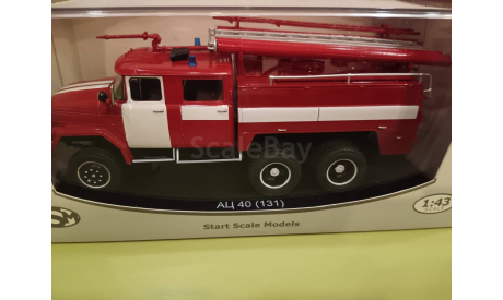 С 1 рубля! АЦ-40 (131) красный с белыми полосами SSM, масштабная модель, Start Scale Models (SSM), scale43, ЗИЛ