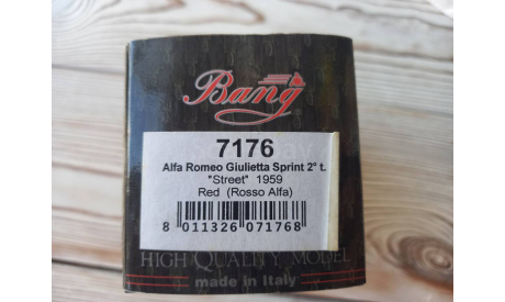 Alfa Romeo Giulietta sprint Street 1959 Red (Rosso Alfa), масштабная модель, Bang Italy, scale43
