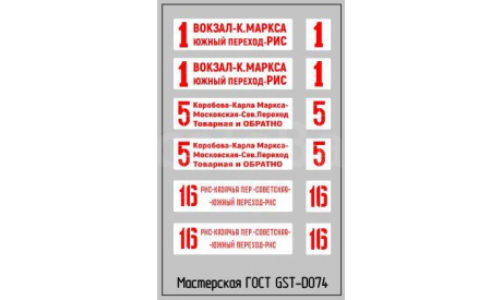 Набор декалей Маршрутные указатели трамваи Магнитогорск, фототравление, декали, краски, материалы, Мастерская ГоСТ, scale43
