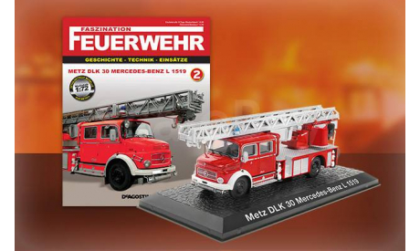 Faszination Feuerwehr 2, Metz DLK 30 Mercedes-Benz L 1519, журнальная серия масштабных моделей, DeAgostini, scale72