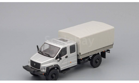 ГАЗон C42A33 бортовой (с тентом), серебристый / серый, масштабная модель, Наш Автопром, scale43