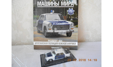 PEUGEOT   404 БРИТАНСКАЯ ПОЛИЦИЯ ЮЖНОЙ АФРИКИ., журнальная серия Полицейские машины мира (DeAgostini), 1:43, 1/43