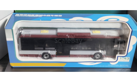 Электробус Фотон (Автобус Foton) серо-бордовый, масштабная модель, Demprice, scale43