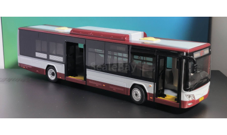 Электробус Фотон (Автобус Foton) серо-бордовый, масштабная модель, Demprice, scale43