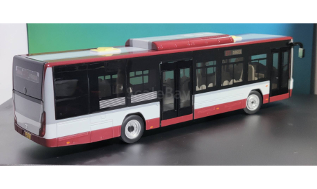 Электробус Фотон (Автобус Foton) серо-бордовый, масштабная модель, Demprice, scale43