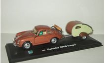 Порше Porsche 356 + прицеп кемпер 1963 Hongwell Cararama 1:43 Открываются двери БЕСПЛАТНАЯ доставка, масштабная модель, 1/43, Bauer/Cararama/Hongwell