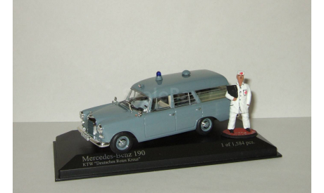 Мерседес Бенц Mercedes Benz 190 1961 Ambulance DRK Скорая помощь + фигурка Врач Minichamps 1:43 Спецвыпуск, масштабная модель, Mercedes-Benz, scale43