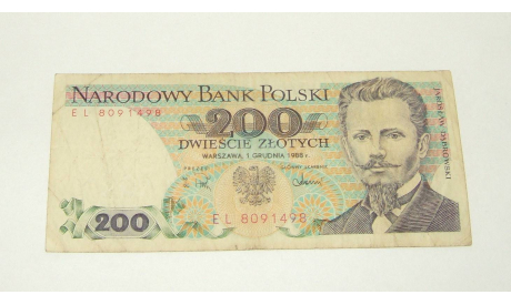 Купюра Польша Двести 200 Злотых Polski Zloty 1988 год EL, масштабные модели (другое)