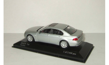 БМВ BMW 7 series E65 2001 Серебристая Minichamps 1:43 431020200, масштабная модель, 1/43