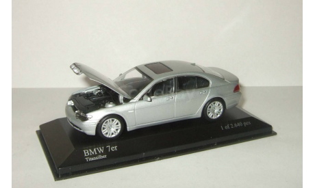 БМВ BMW 7 series E65 2001 Серебристая Minichamps 1:43 431020200, масштабная модель, 1/43