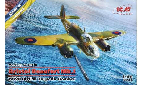 Модель самолета Bristol Beaufort, сборные модели авиации, ICM, scale48