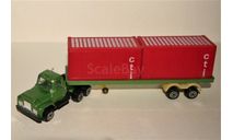 Mack Truck (6x4) + 3-Ache Container Trailer CTi, green/red, USA, масштабная модель, WT (made in Hong Kong), scale0