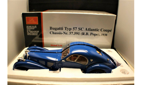 CMC Bugatti Typ 57 SC Atlantic Coupe Shassis Nr. 57.591 R.B. Pope 1938 blue МЕГАРАРИТЕТ!!!, масштабная модель, CMC Modelcars, scale18