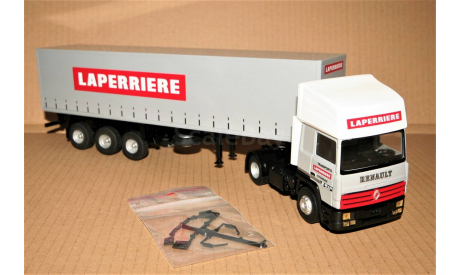 1/43 Eligor Renault R385 (4x2) + 3-Ashe Trailer Semi Transports LAPERRIERE 1990 grey, France, масштабная модель, scale43