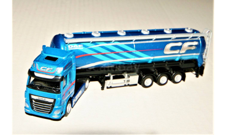 1/87 Tema Toys Metal: DAF CF Space Cab MY2017 (4x2) + Bulk Trailer tipper 3-axle blue metallic, масштабная модель, Tema Toys (Netherlands), scale87