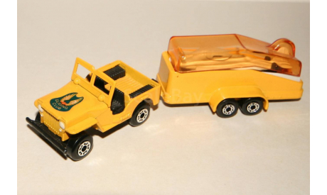 Matchbox JEEP 4x4 Glider Transporter 1978 + Trailer with Glider, yellow, USA, масштабная модель, JEEP (Chrysler), Matchbox, made in England, scale0