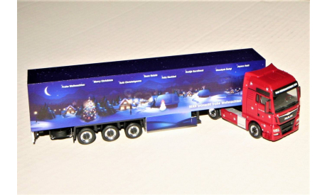 1/87 Herpa MAN TGX 18.480 (4X2) Weihnachtstruck 2015 dark red met./dark blue, масштабная модель, HERPA Miniaturmodelle, scale87