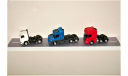 1/87 Herpa SCANIA 143M (4x2) white, Scania 124L 400 (6x4) blue, Scania R520 V8 (6x2) red - Set 3 Trucks, Hand made, Limited Edition, масштабная модель, OLM Design (Herpa KIT), scale87