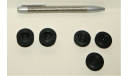 1/43 Колёса-6: ЗИЛ-130 (4х2) резина на дисках из чёрного пластика, запчасти для масштабных моделей, Made in Belarus, scale43