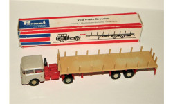 1/87 Permot SKODA-LIAZ 706 RTTN Sattelschlepper (4x2) mit 2-Ache Platformanhanger grey/red, CSSR