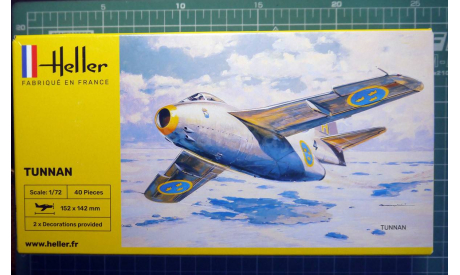 истребитель SAAB J-29 Tunnan 1:72 Heller, сборные модели авиации, scale72
