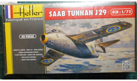 истребитель SAAB J-29 Tunnan 1:72 Heller, сборные модели авиации, scale72