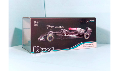 Mercedes -AMG F1 W12 E Performance #77, 2021 г. Valtteri Bottas, масштабная модель, BBurago, Mercedes-Benz, scale43
