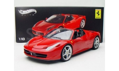 1 18 Ferrari 458 Italia Spider 2011 г, HW Elite, масштабная модель, Hot Wheels Elite, scale18