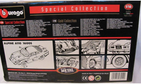 1 18 (1 16) Renault A110 1600S, 1971 г, масштабная модель, Bburago, scale16