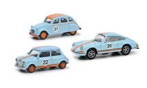 1 87 Set ’Vintage Racing’ besteht aus: Citroen 2CV, Porsche 911 S und Mini Cooper, масштабная модель, Schuco, scale87