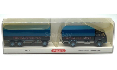 1:87 MAN Pausbacke Pritschenhängerzug ’Freyaldenhoven’, масштабная модель, wiking, scale87