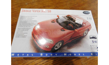Кит Dodge Viper RT10, Testors, сборная модель автомобиля, scale43