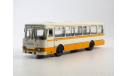 Автобус ЛиАЗ-677М бело-желтый СОВА, масштабная модель, Советский Автобус, 1:43, 1/43