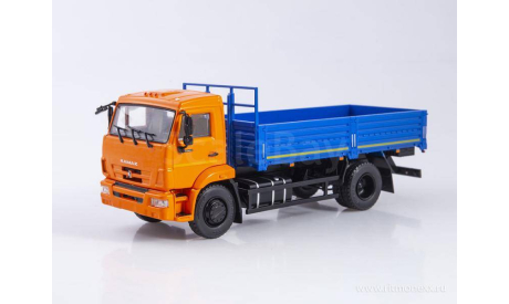 КАМАЗ-43253 бортовой оранжевый/синий, масштабная модель, Автоистория (АИСТ), 1:43, 1/43