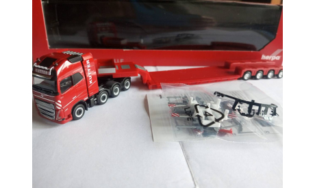 1:87 Volvo FH 16 GL XL с тралом Nooteboom Kutter,  Herpa, масштабная модель, scale87