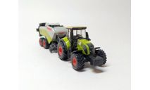 1:87 Трактор Claas Axion 850 с кипоукладчиком (зелёный) Siku  Б.10995, масштабная модель, scale87