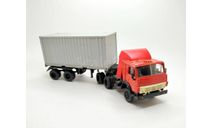 КАМАЗ-5410 седельный тягач + п/п контейнеровоз (красный/серый) СССР/Россия Элекон/Арек Б.11875, масштабная модель, АРЕК (Элекон), scale43