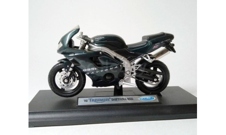 1:18 Мотоцикл Triumph Daytona 955i (т.зелёный) Триумф Welly  СС.6749, масштабная модель мотоцикла, scale18