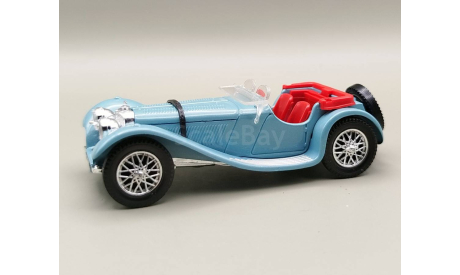 Jaguar SS 100 1938 (голубой) Ягуар IXO М.0238, масштабная модель, IXO Museum (серия MUS), scale43