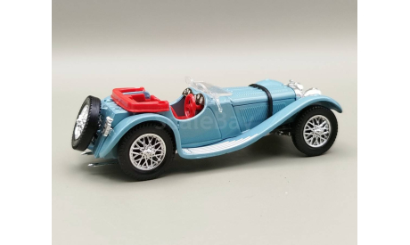 Jaguar SS 100 1938 (голубой) Ягуар IXO М.0238, масштабная модель, IXO Museum (серия MUS), scale43