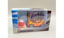 Погрузчик вилочный с поддоном и бочками (оранжевый) Cararama  М.0478, масштабная модель, Bauer/Cararama/Hongwell, scale32