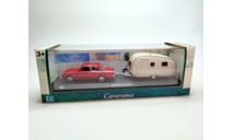 Ford Corsair с прицепом кемпером 1960 (красный / белый) Форд Cararama М.0533, масштабная модель, Bauer/Cararama/Hongwell, scale43