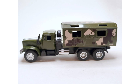 КРАЗ-255 кунг (зелёный камуфляж) Игрушка KiddieDrive М.0691, масштабная модель, scale43