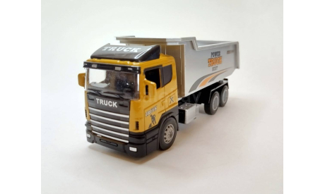 Scania / Скания самосвал (жёлтый/серебристый) Игрушка Daffi М.0703, масштабная модель, Технопарк, scale43