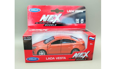 ВАЗ-2180 LADA Vesta Лада Веста (оранжевый) Игрушка Welly М.0925, масштабная модель, scale35