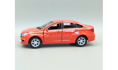 ВАЗ-2180 LADA Vesta Лада Веста (оранжевый) Игрушка Welly М.0925, масштабная модель, scale35