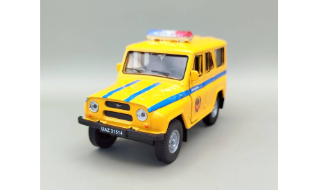 УАЗ-31514 милиция СССР (жёлтый) Игрушка Welly М.0929, масштабная модель, scale35